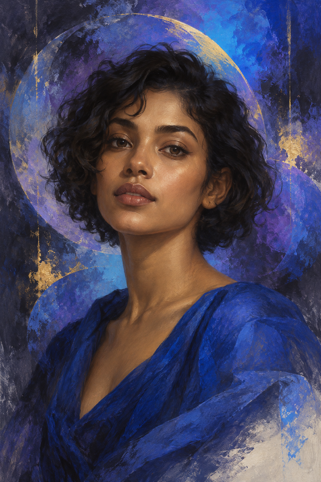 An expressive painted portrait created from a photo